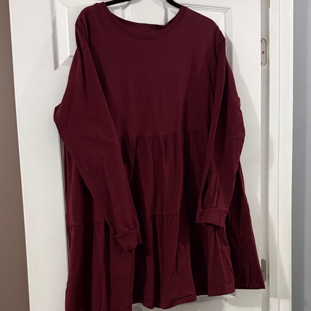 Serra XL Burgundy Long Sleeve Tunic Cotton Size XL